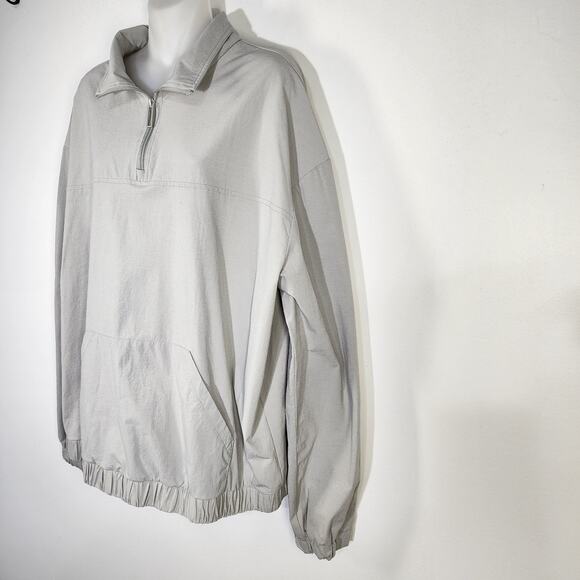 Zara Mens Pullover Jacket L XL Quarter Zip Elastic Hem Long Sleeve Gray Pocket - Picture 6 of 9
